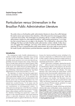 Particularism versus Universalism in the Brazilian Public