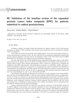 RE: Validation of the brazilian version of the expanded prostate