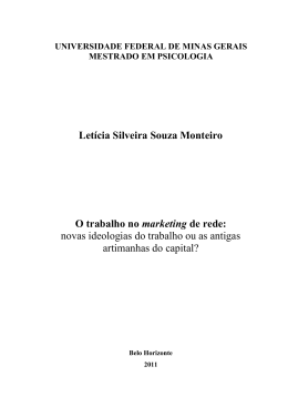 Letícia Silveira Souza Monteiro O trabalho no marketing de rede