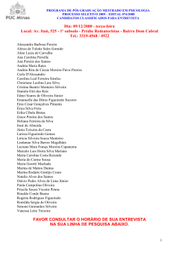 Lista Candidatos para entrevista processo seletivo 2009