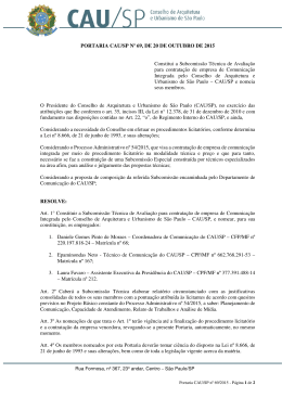Portaria CAU/SP Nº 69/2015 – Constitui a Subcomissão Técnica de