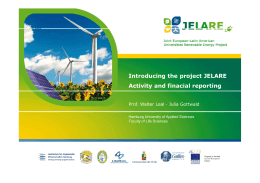 Introducing the project JELARE Activity and finacial reporting