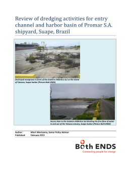 Review of dredging activities for entry channel and