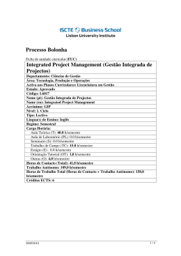 Processo Bolonha Integrated Project Management (Gestão