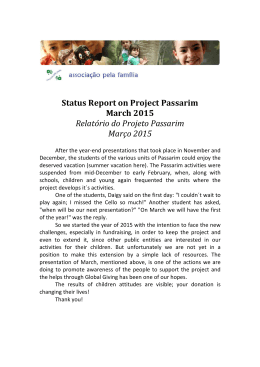 Status Report on Project Passarim March 2015