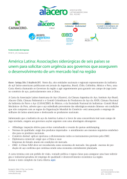 América Latina: Associações siderúrgicas de seis países se unem