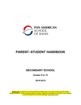 PARENT–STUDENT HANDBOOK SECONDARY SCHOOL