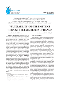 vulnerability and the bioethics through the experiences of