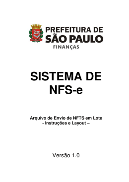 Instruções e Layout - Nota Fiscal Paulistana