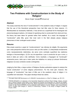 Two Problems with Constructionism in the Study of Religion - PUC-SP