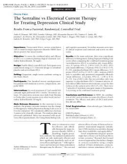 The Sertraline vs Electrical Current Therapy for Treating Depression