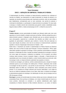 Texto Orientador EIXO 3 - GERAÇÃO DE EMPREGO, TRABALHO E
