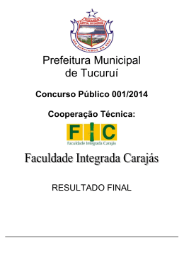 Publicação do Resultado Final - Prefeitura Municipal de Tucuruí