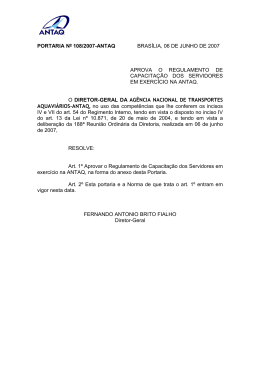 portaria nº 108/2007-antaq brasília, 06 de junho de 2007 aprova o