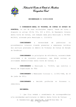 Tribunal de Contas do Estado de Rondônia Corregedoria - TCE-RO
