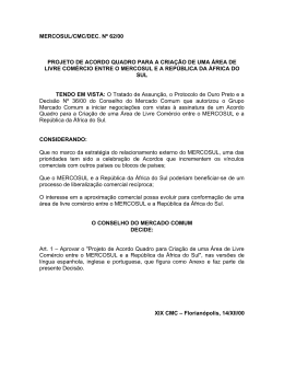 mercosul/cmc/dec. nº 62/00 projeto de acordo quadro
