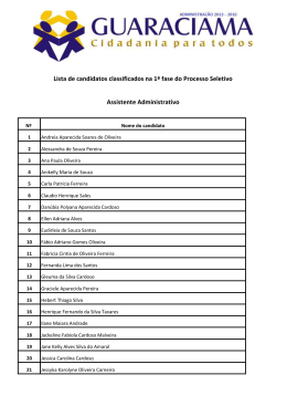 Lista de candidatos classificados na 1ª fase do Processo Seletivo