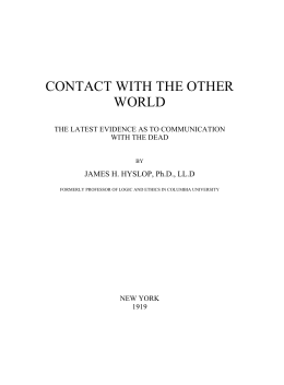 James Hervey Hyslop - Contact with the Other World