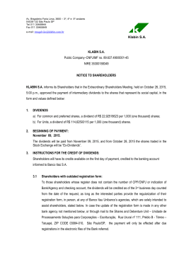 27/10/2015 – Notice to shareholders