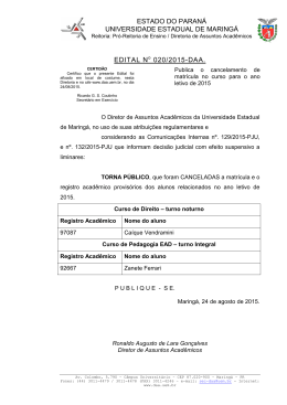 Edital 020/2015-DAA - Diretoria de Assuntos Acadêmicos