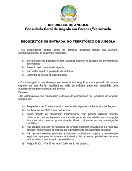 requisitos de entrada no território de angola