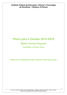 Plano para a Gestão 2015-2018