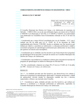 Resolução n. 005/2007 do CMDCA de Salvador