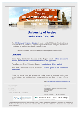 19th European Intensive Course on Complex Analysis, its