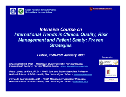 Intensive Course on International Trends in Clinical Quality, Risk