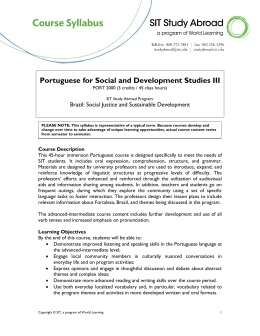 Portuguese for Social and Development Studies III