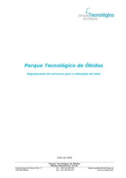 Regulamento da candidatura - Parque Tecnológico de Óbidos