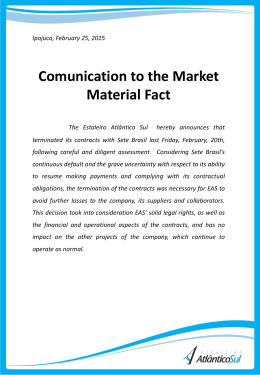 Comunication to the Market Material Fact