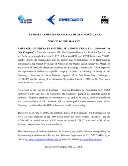 embraer – empresa brasileira de aeronáutica sa notice to the market