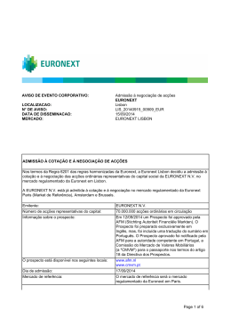 Admissão à negociação de acções EURONEXT