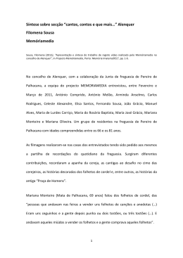 Sousa, Filomena (2012),“Apresentação e síntese do trabalho de