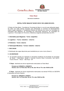 Edital – FATEC Mauá – 2° semestre letivo de 2015.