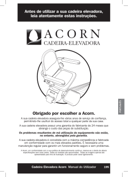 Cadeira Elevadora Acorn - Manual do Utilizador