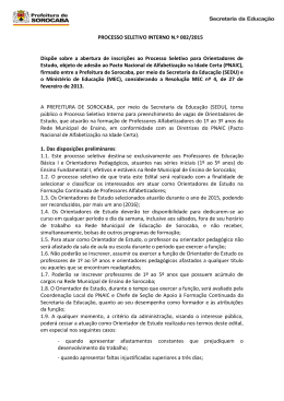 Processo Seletivo - Secretaria de Educação de Sorocaba