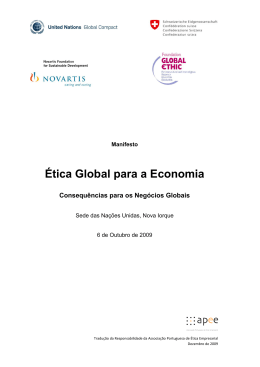Manifesto por uma Ética Global para a Economia