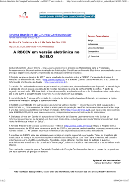 Revista Brasileira de Cirurgia Cardiovascular - A RBCCV