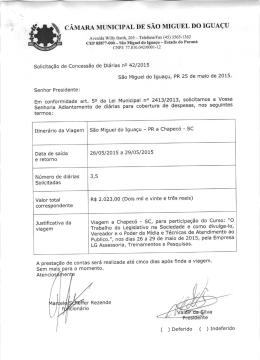 Concessão de Diárias 42/2015 - Câmara Municipal de São Miguel