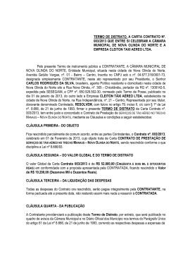 termo de distrato, a carta contrato nº. 003/2013 que entre si