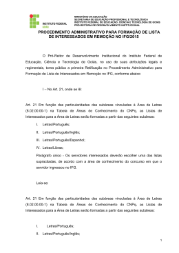 RETIFICAÇÃO 01 - Procedimento Adm. de Remoção 2015/2