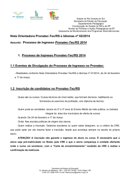 Nota Orientadora Pronatec-Tec/RS e Idiomas nº 02/2014