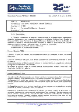 Resposta de Recurso FSADU n.º 456/2008 São Luís/MA, 25 de