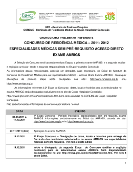 CONCURSO DE RESIDÊNCIA MÉDICA – 2011- 2012