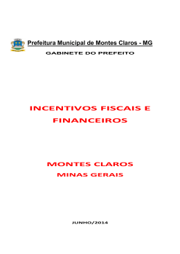 Incentivos Municipais - Prefeitura de Montes Claros-MG