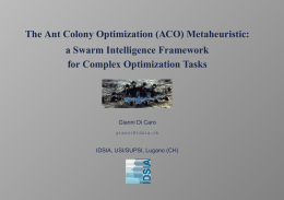 The Ant Colony Optimization (ACO) Metaheuristic: a Swarm