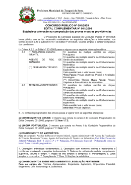Edital Complementar nº 001-2006 - Prefeitura Municipal de Tangará
