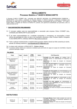 REGULAMENTO Processo Seletivo nº 04/2014 SENAC/AR/TO